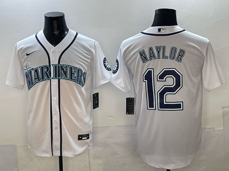Men 2025 Nike Seattle Mariners #12 Naylor White Game MLB Jersey 01->seattle mariners->MLB Jersey